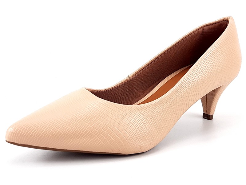 Scarpin Feminino Cobra Nude Salto Agulha Cm Ceci Cal Ados