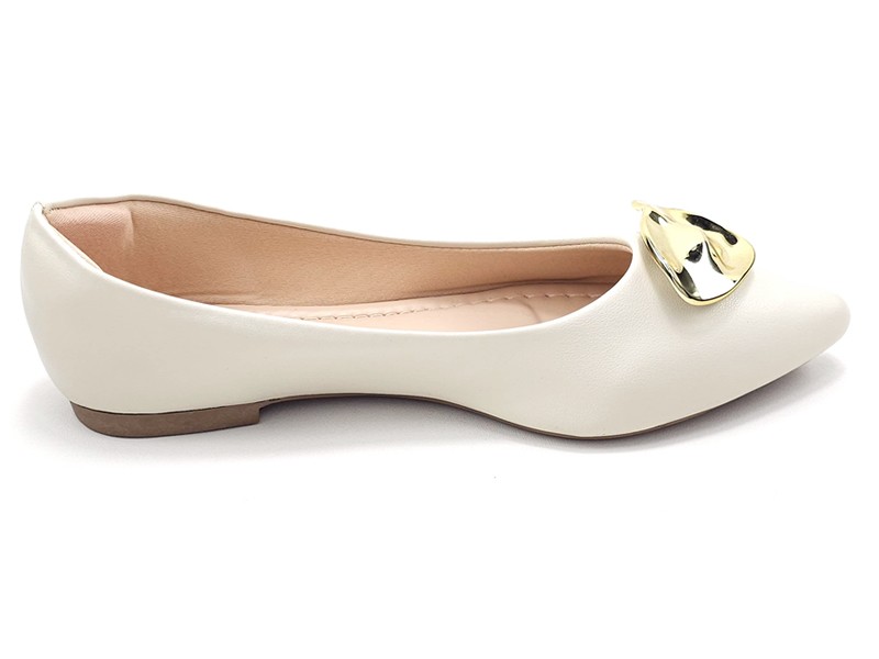 Sapatilhas Sapatilha Feminina Cs Creme Abs Folha Ouro