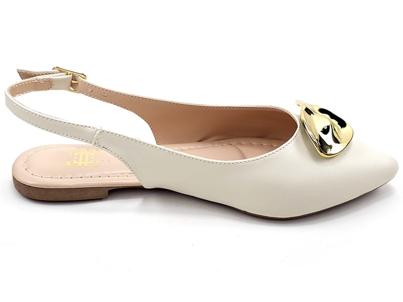 Sapatilhas Slingback Bico fino Cs Off white Abs Folha Ouro