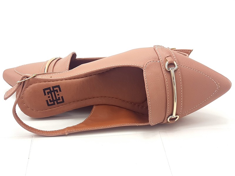 Sapatilhas Slingback Cs Nude Bridão Ouro