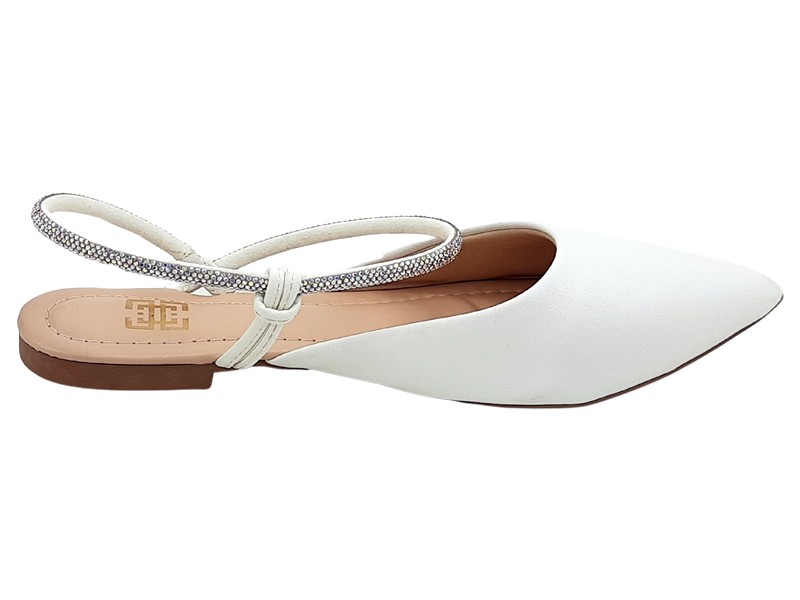 Sapatilhas Salomé Feminina Cs Branco Tiras Infinity Strass Luxo