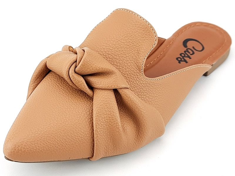 Sapatilhas Mule Napa Bege Laço