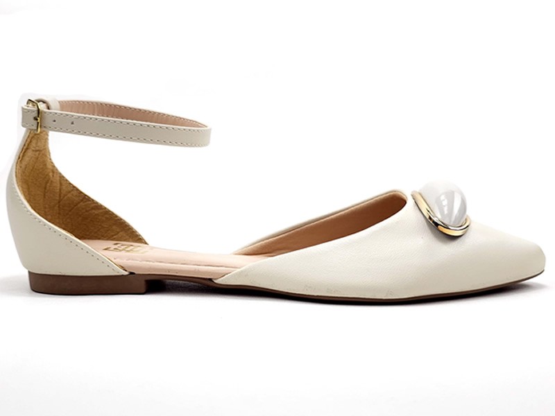 Sapatilhas Salomé Feminina Cs Creme Enfeite Amêndoa
