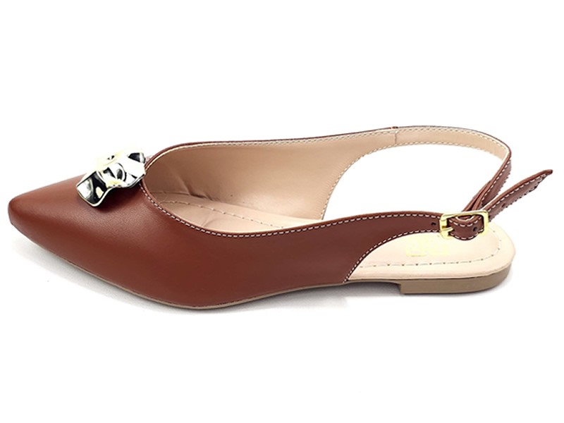 Sapatilhas Slingback Feminino Cs Caramelo Abs Ouro Flor