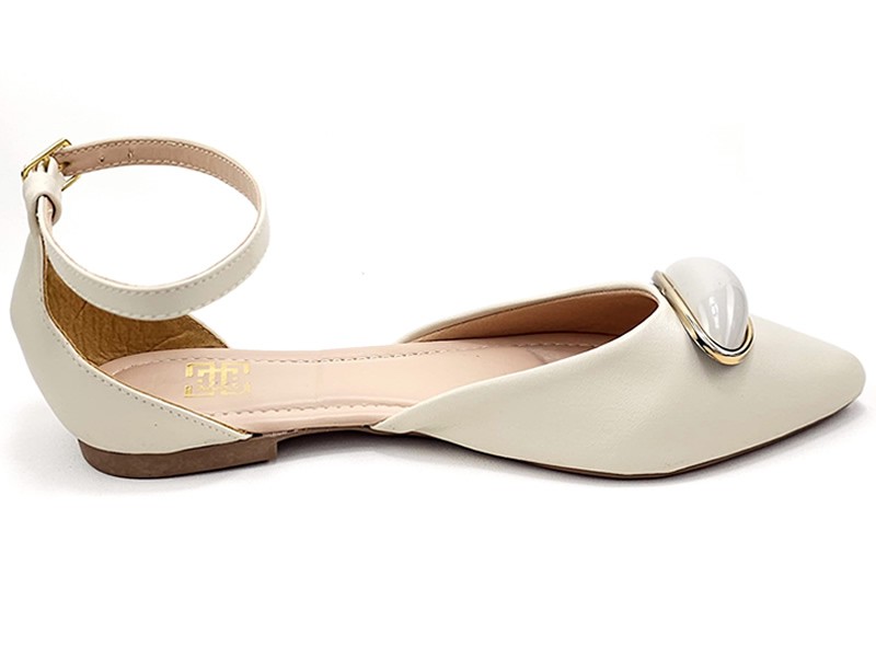 Sapatilhas Salomé Feminina Cs Creme Enfeite Amêndoa