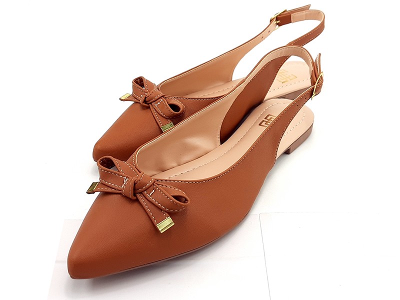 Sapatilhas Slingback Cs Caramelo Laço Bico Fino