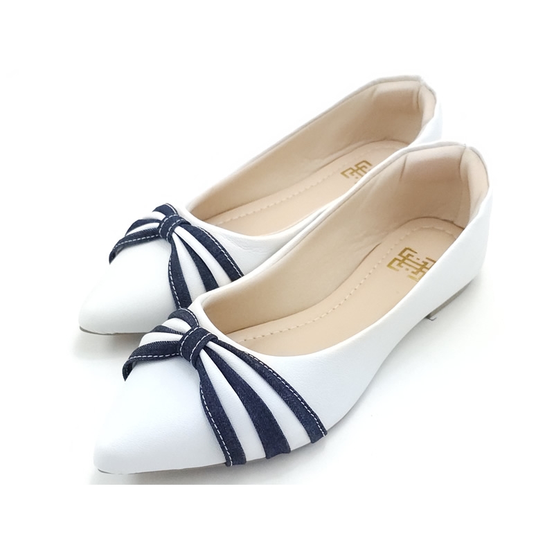 Sapatilhas Sapatilha Cs Branco Jeans Laço Bico Fino