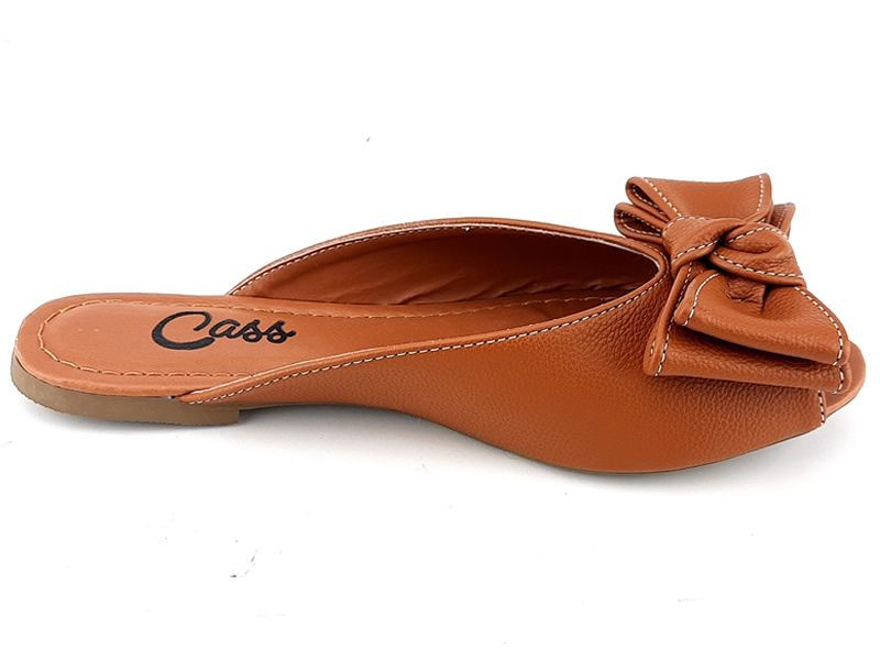 Rasteiras Sandália Rasteira Napa Caramelo Laço