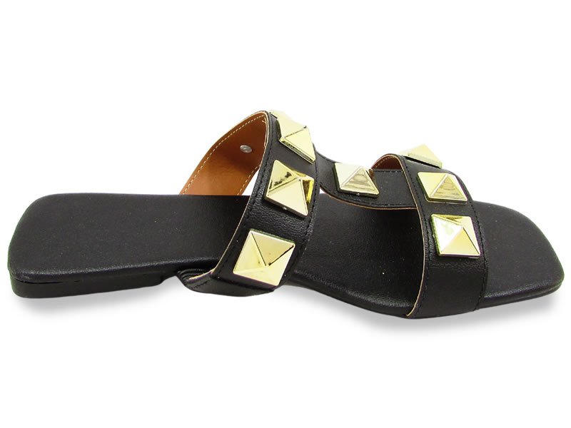 Rasteiras Rasteira Cs Preto Spike Ouro