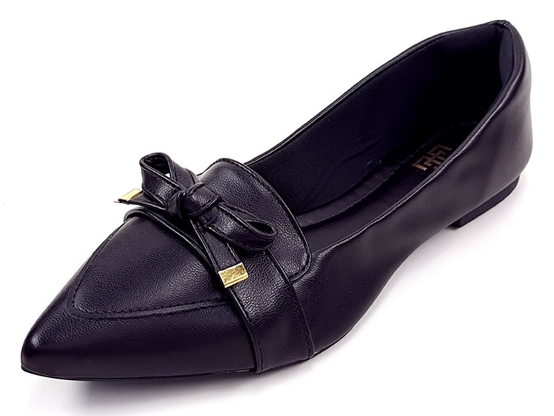 Sapatilhas Mocassim Feminino Cs Preto Bico Fino