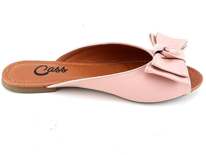 Rasteiras Sandália Rasteira Napa Rose Laço