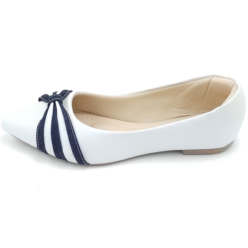 Sapatilhas Sapatilha Cs Branco Jeans Laço Bico Fino