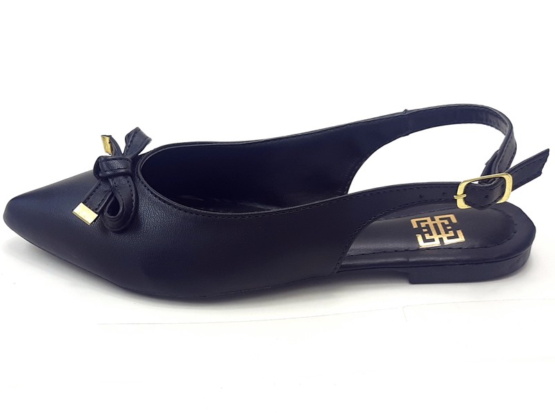 Sapatilhas Slingback Vz Preto Laço Bico Fino