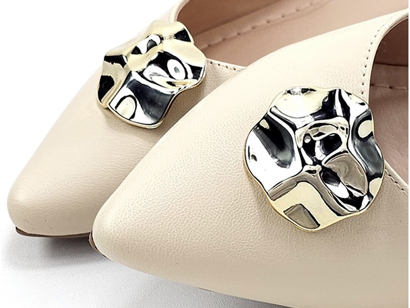 Sapatilhas Slingback Feminino Cs Creme Abs Ouro Flor