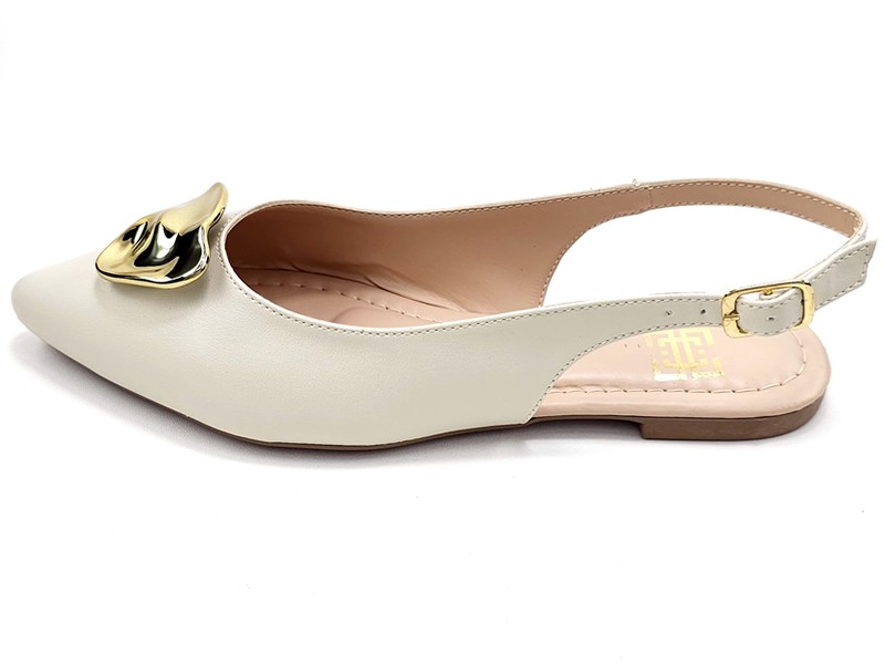 Sapatilhas Slingback Bico fino Cs Off white Abs Folha Ouro