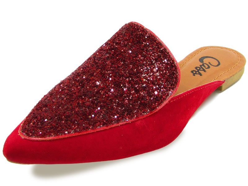 Sapatilhas Mule Suede Vermelho Cs Cristal