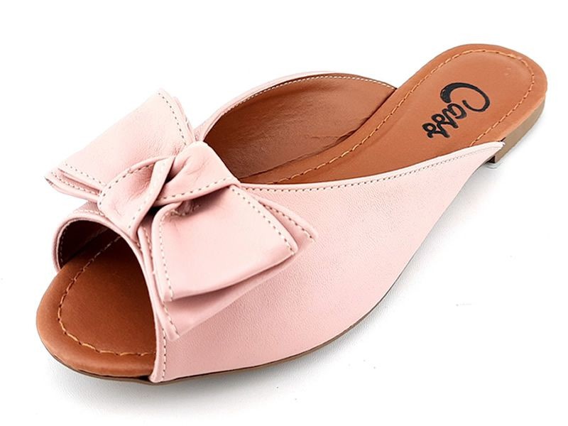 Rasteiras Sandália Rasteira Napa Rose Laço