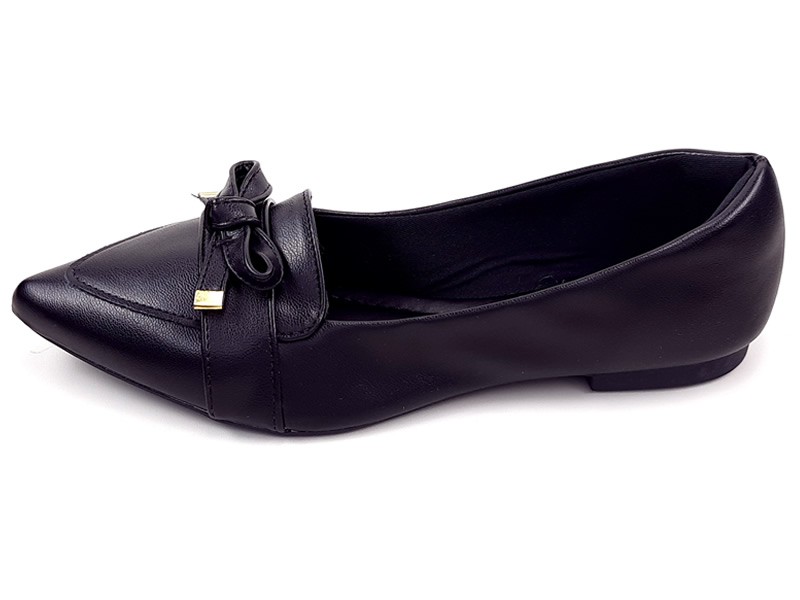 Sapatilhas Mocassim Feminino Cs Preto Bico Fino