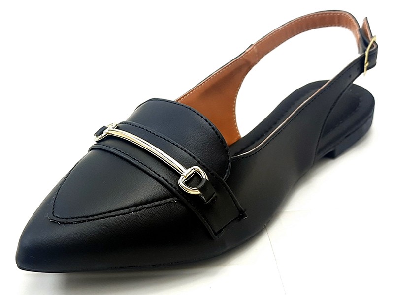 Sapatilhas Slingback Cs Preto Bridão Ouro