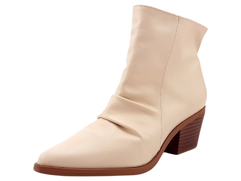 Botas Bota Slouchy Feminina Ceci Cs Creme Salto Country 5,5 cm