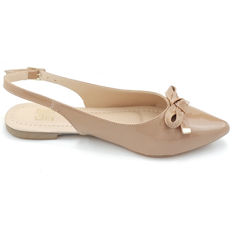 Sapatilhas Slingback Vz Tan Nude Bico Fino