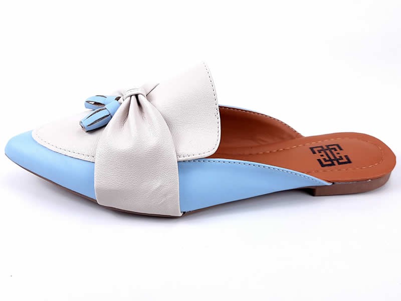 Sapatilhas Mule Feminino Cs Azul Celeste Cs OffWhite Bico Fino