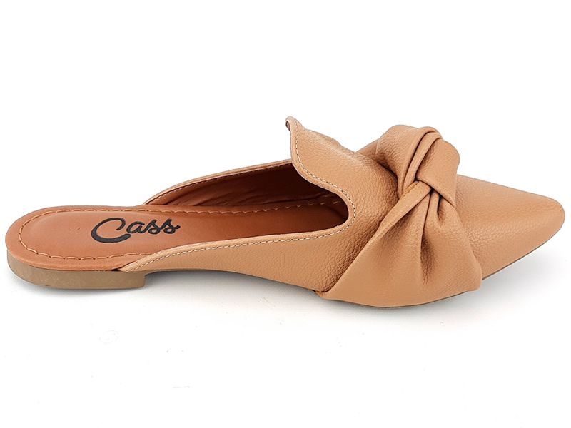 Sapatilhas Mule Napa Bege Laço