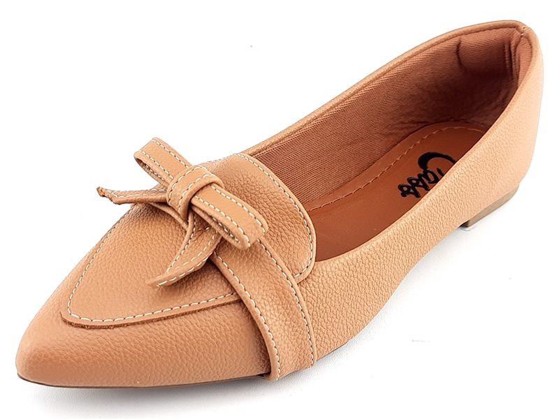 Sapatilhas Mocassim Napa Bege Laço