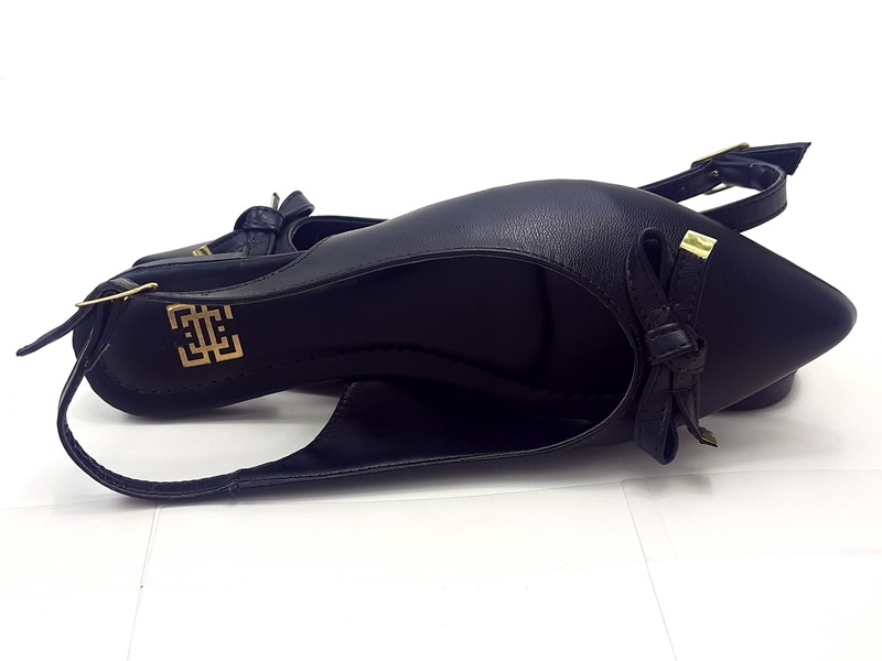 Sapatilhas Slingback Vz Preto Laço Bico Fino