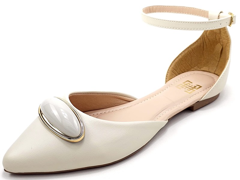 Sapatilhas Salomé Feminina Cs Creme Enfeite Amêndoa