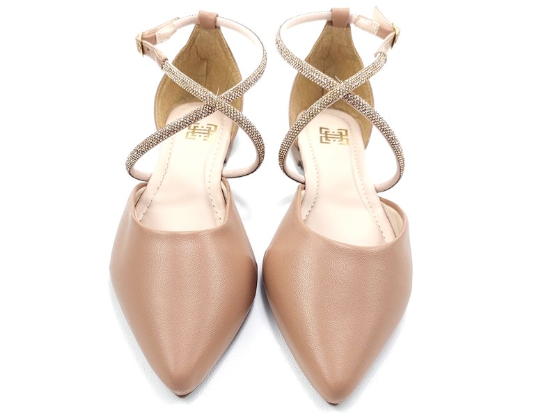 Sapatilhas Sandalia Feminina Salome com Strass Nude