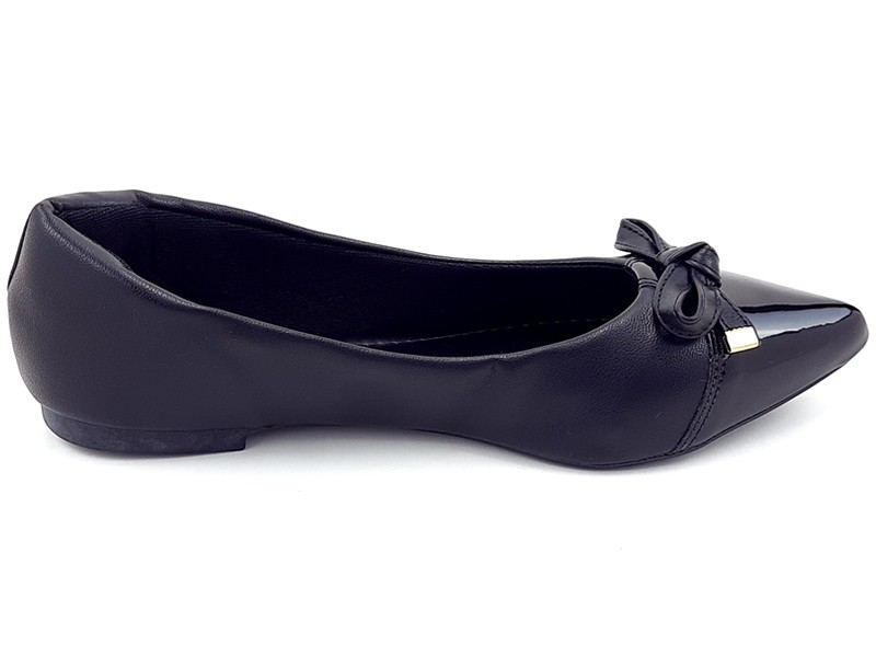 Sapatilhas Sapatilha Feminina Cs Preto Vz Lacinho Bico Fino