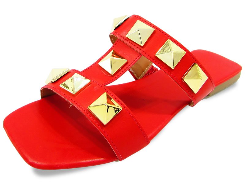 Rasteiras Rasteira Cs Vermelho Spike Ouro