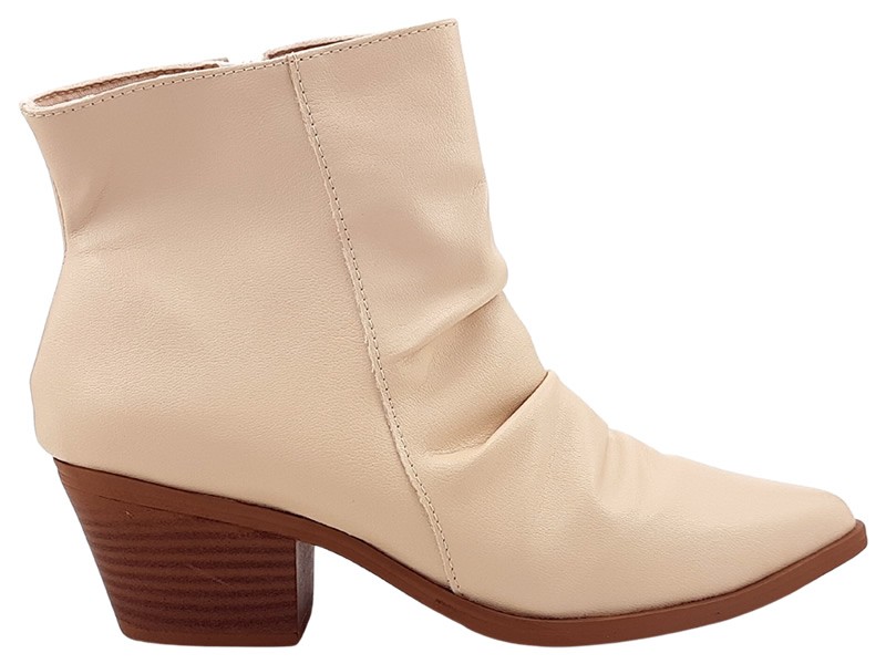 Botas Bota Slouchy Feminina Ceci Cs Creme Salto Country 5,5 cm