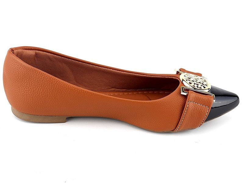 Sapatilhas Sapatilha Verniz Preto Napa Caramelo