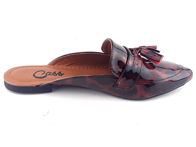 Sapatilhas Mule Onça Verniz Vermelho