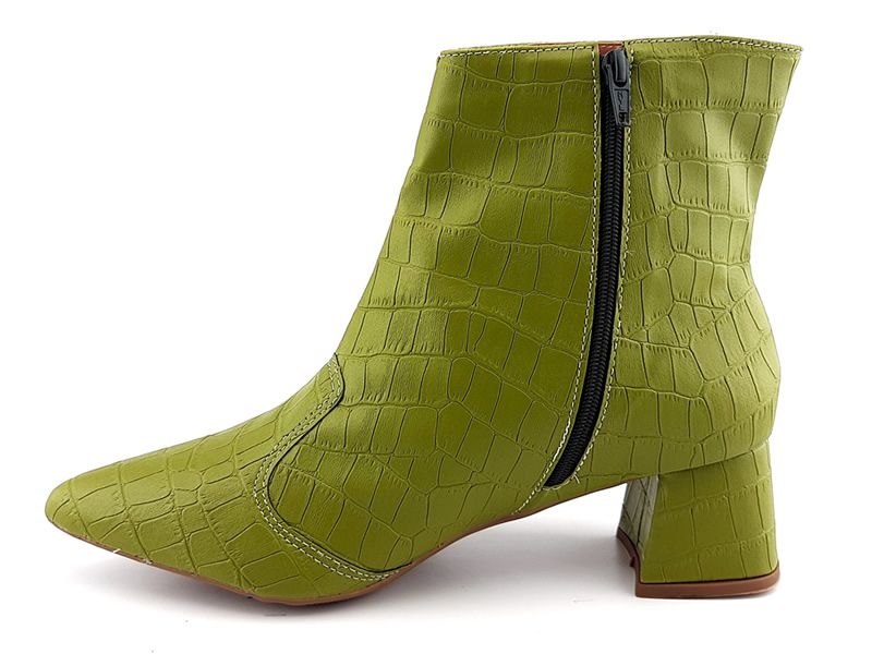 Botas Bota Croco Verde Oliva Cano Curto Bico Fino