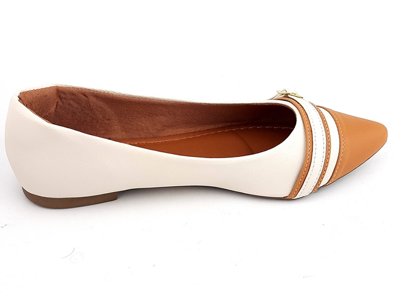 Sapatilhas Sapatilha Napa Caramelo/OffWhite Fivela Ouro