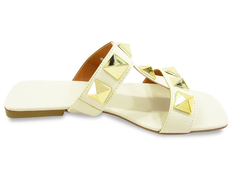 Rasteiras Rasteira Cs OffWhite Pirâmide Ouro