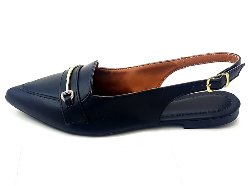 Sapatilhas Slingback Cs Preto Bridão Ouro