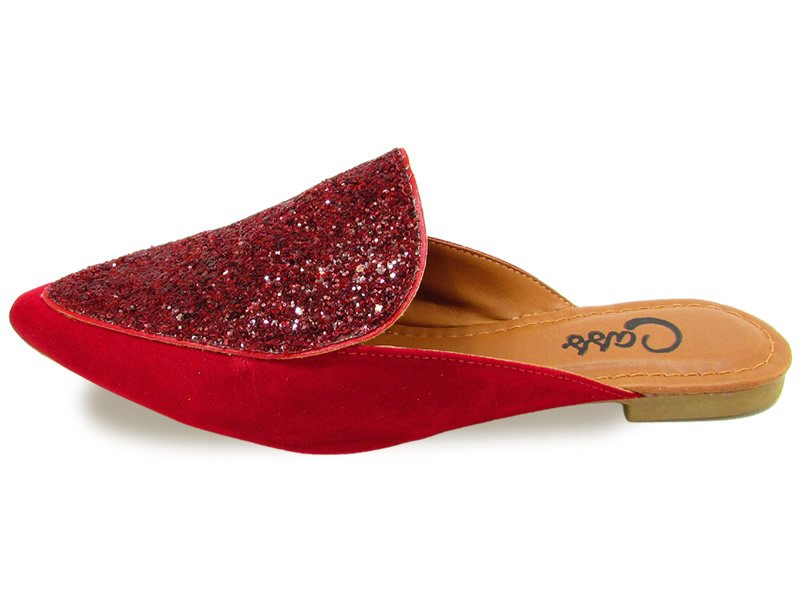 Sapatilhas Mule Suede Vermelho Cs Cristal