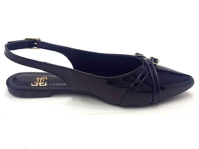 Sapatilhas Slingback Feminino Vz Preto Fiv Bico Fino