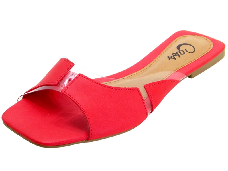 Rasteiras Sand. Vinil Cs Vermelho Fach