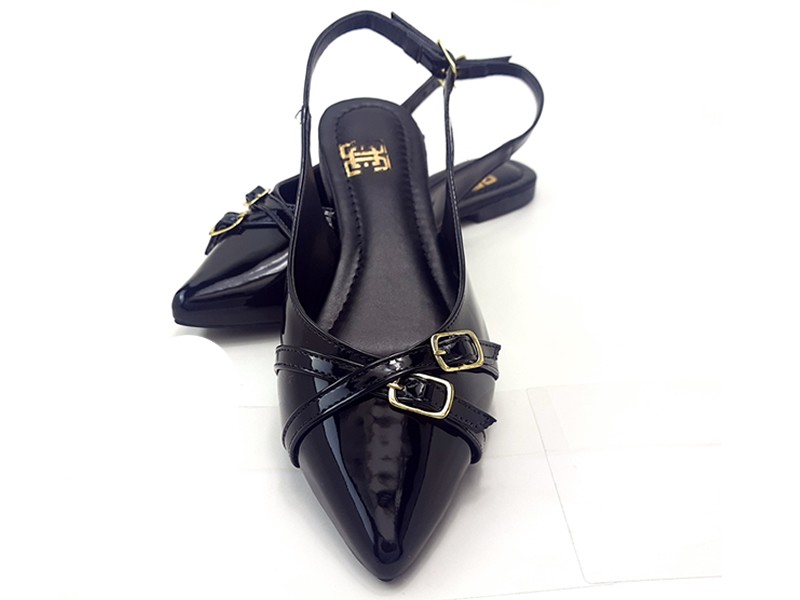 Sapatilhas Slingback Feminino Vz Preto Fiv Bico Fino