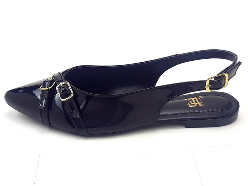 Sapatilhas Slingback Feminino Vz Preto Fiv Bico Fino