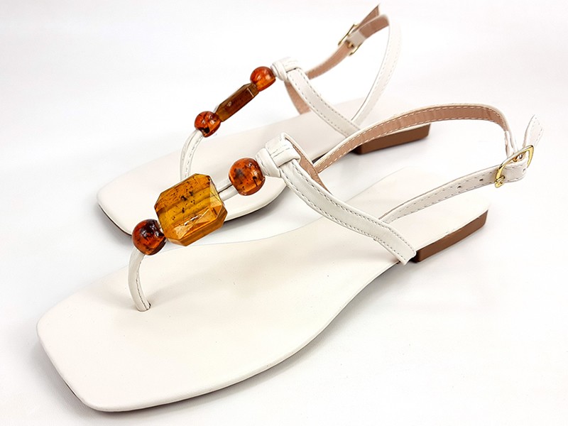 Rasteiras Rasteira Feminina Cs OffWhite Pedras