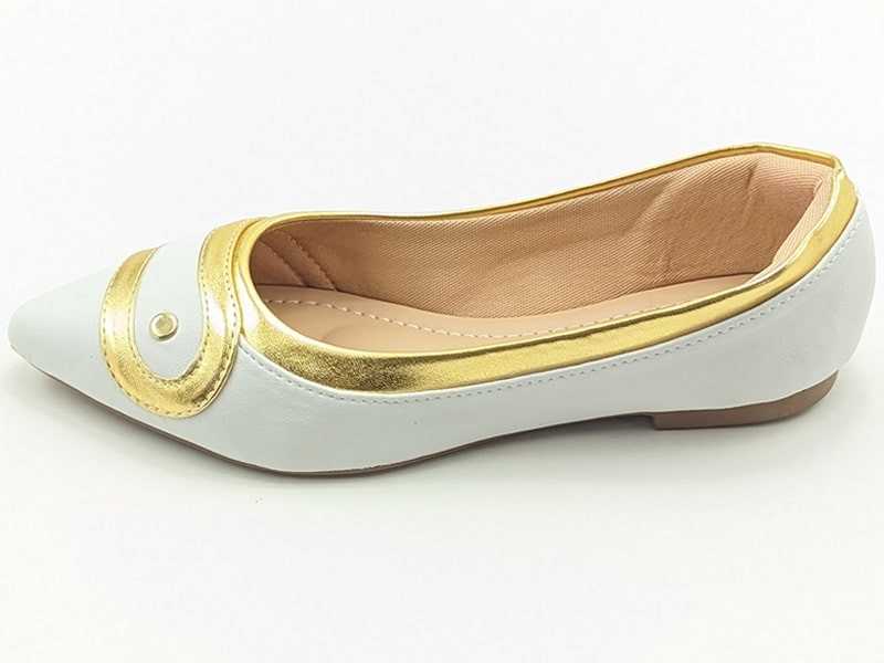 Sapatilhas Sapatilha Cs Branco Dourado Ouro Bico Fino