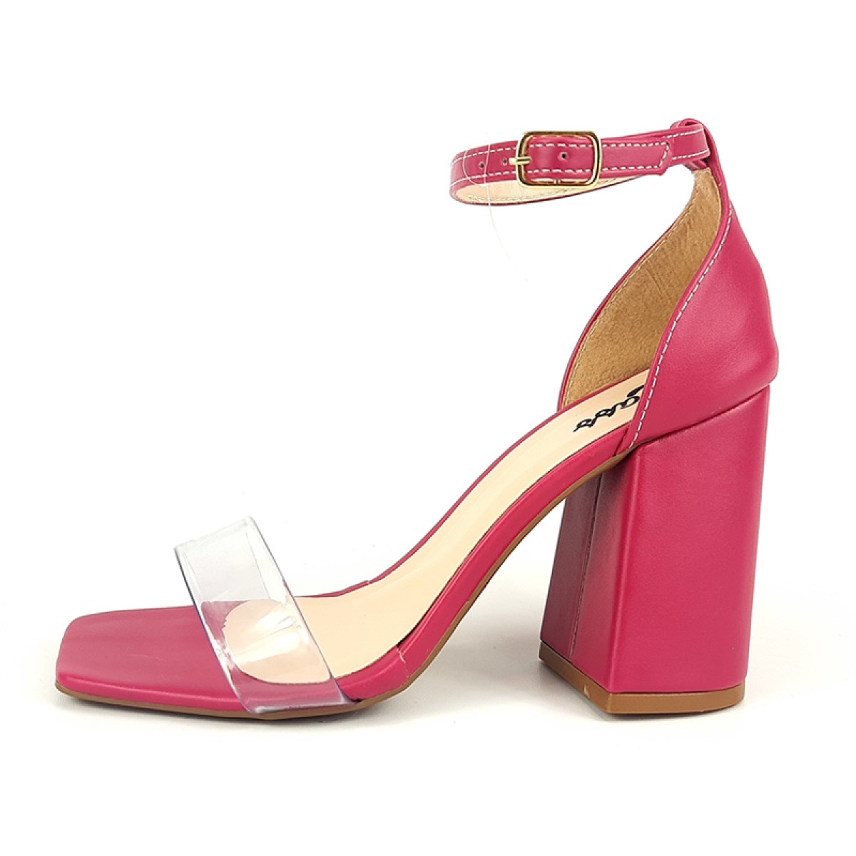 Saltos Sandália Vinil Cs Pink Salto Bloco Alto