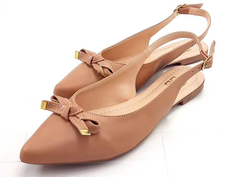 Sapatilhas Slingback Cs Nude Laço Bico Fino