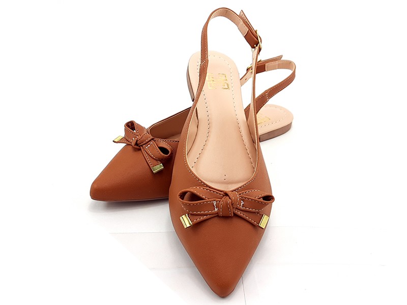 Sapatilhas Slingback Cs Caramelo Laço Bico Fino